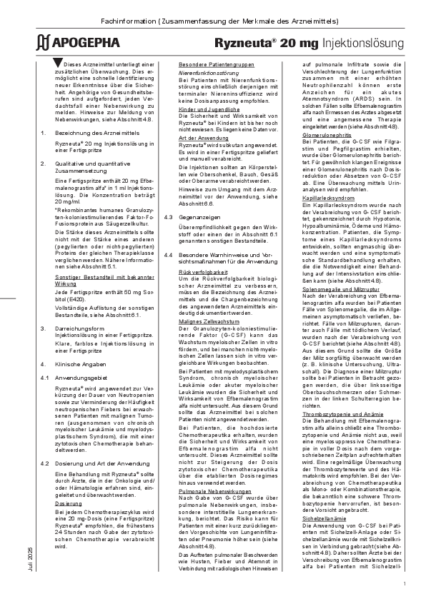 Titelseite der PDF-Datei Ryzneuta Fachinformation