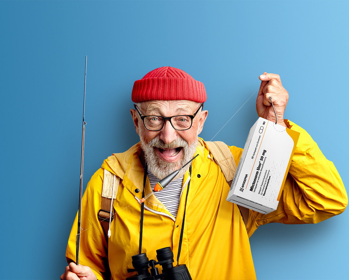 Angler mit Packshot von Mictonorm Uno®.