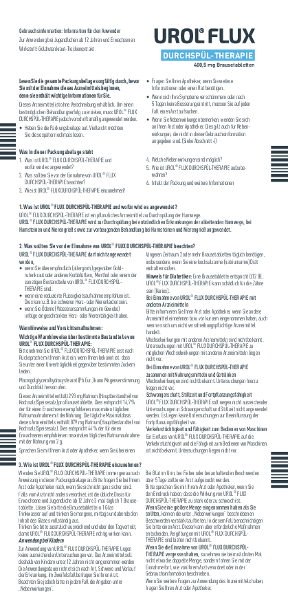 Titelseite der PDF-Datei Gebrauchsinformation UROL FLUX®